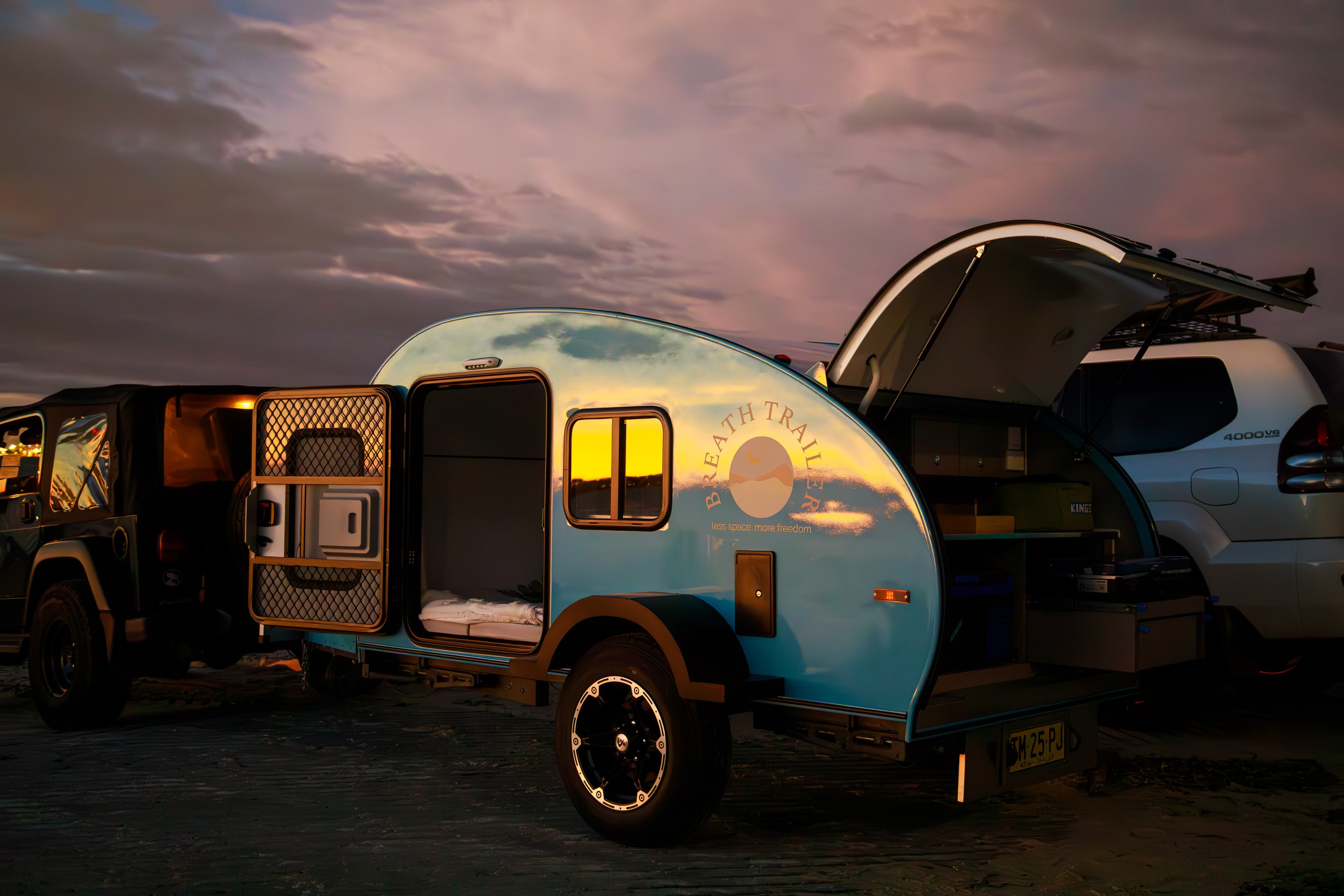 Breath Trailer with kitchen open